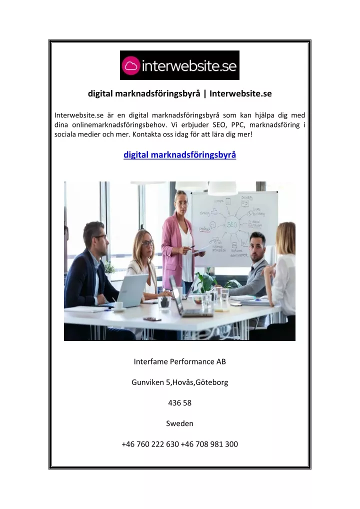 digital marknadsf ringsbyr interwebsite se