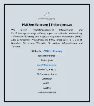 pmi zertifizierung fit4projects at