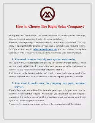 How to Choose The Right Solar Company