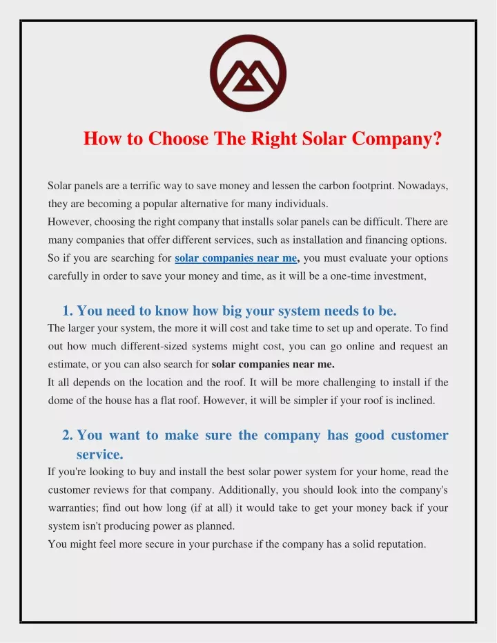 how to choose the right solar company
