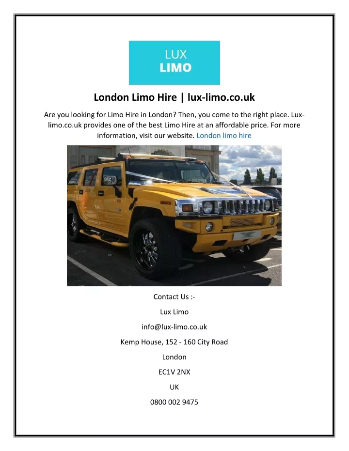 london limo hire lux limo co uk