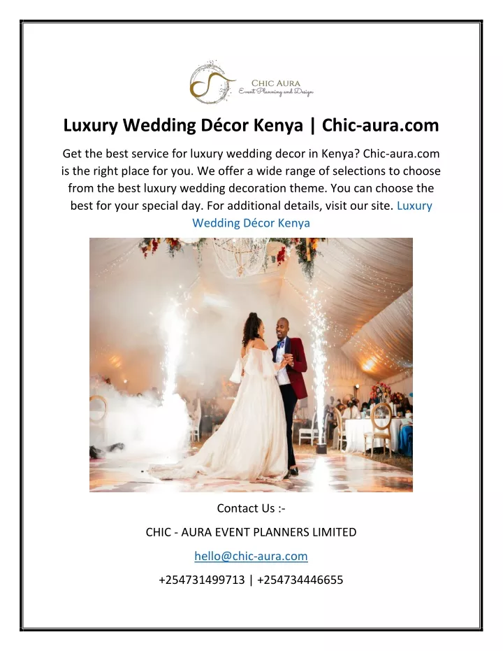 luxury wedding d cor kenya chic aura com