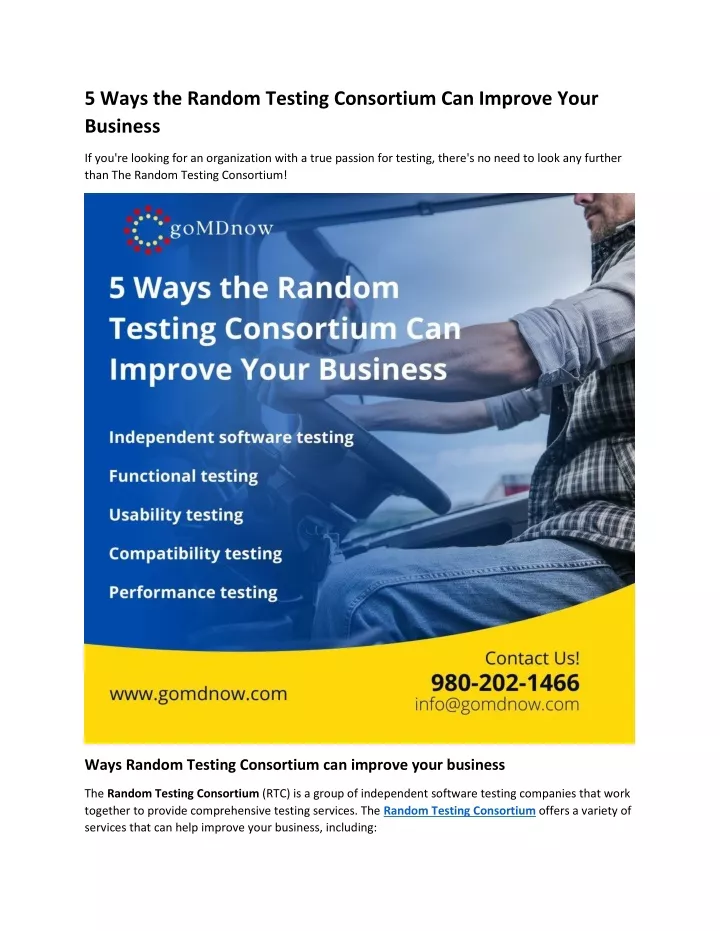 5 ways the random testing consortium can improve