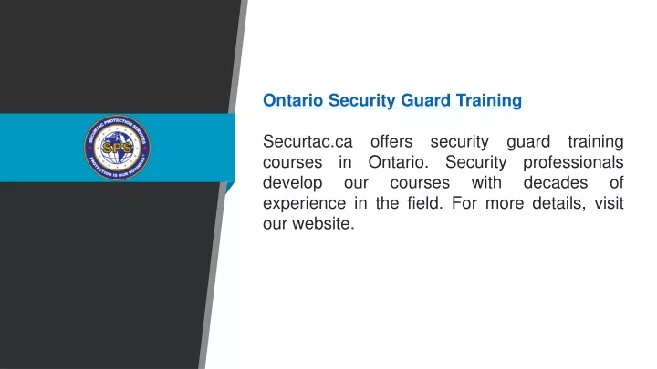 ontario security guard training securtac