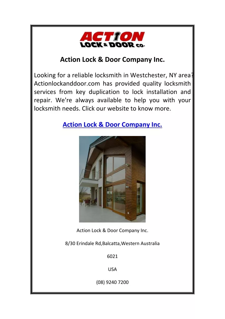 action lock door company inc