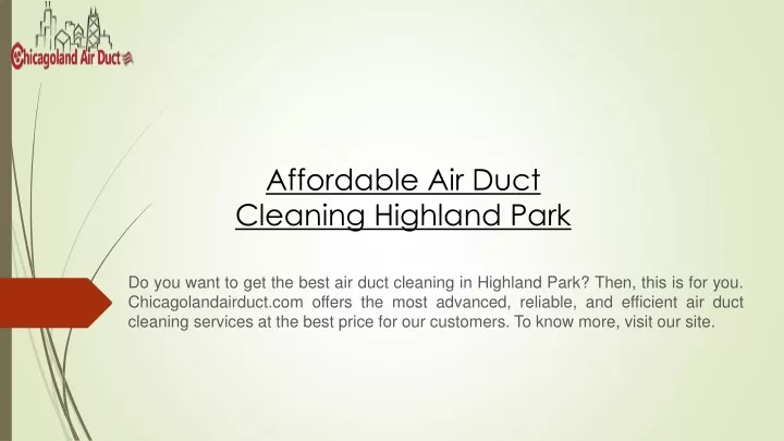 affordable air duct cleaning highland park