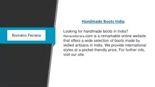 Handmade Boots India | Romeroferrera.com
