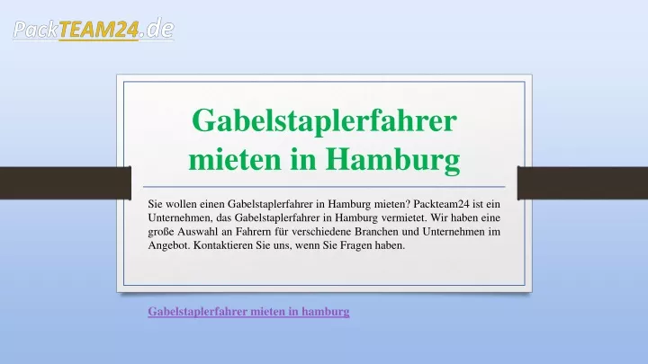 gabelstaplerfahrer mieten in hamburg