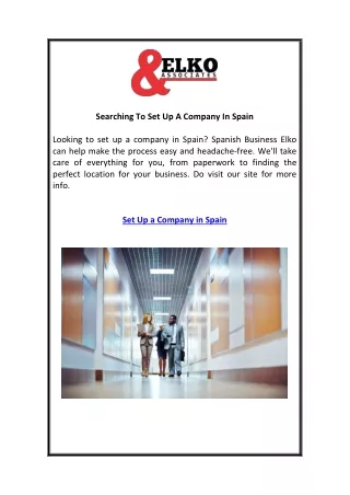 Searching To Set Up A Company In Spain