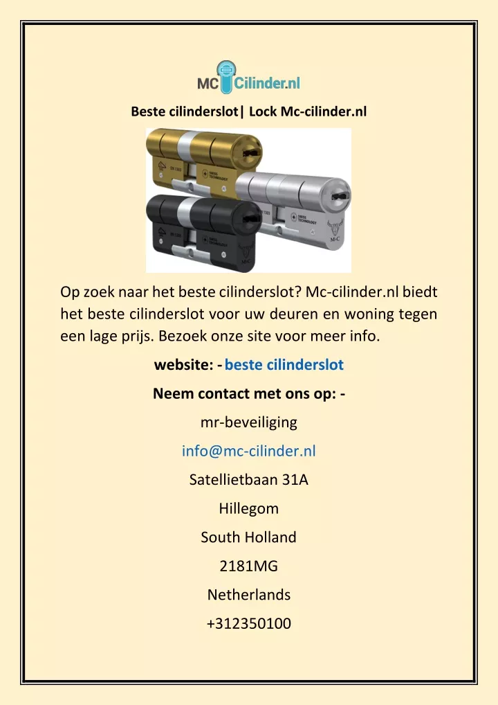 beste cilinderslot lock mc cilinder nl