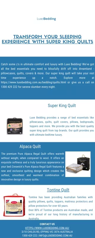 Transform Your Sleeping Experience With Super King Quilts