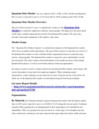 quantum dots market size was valued