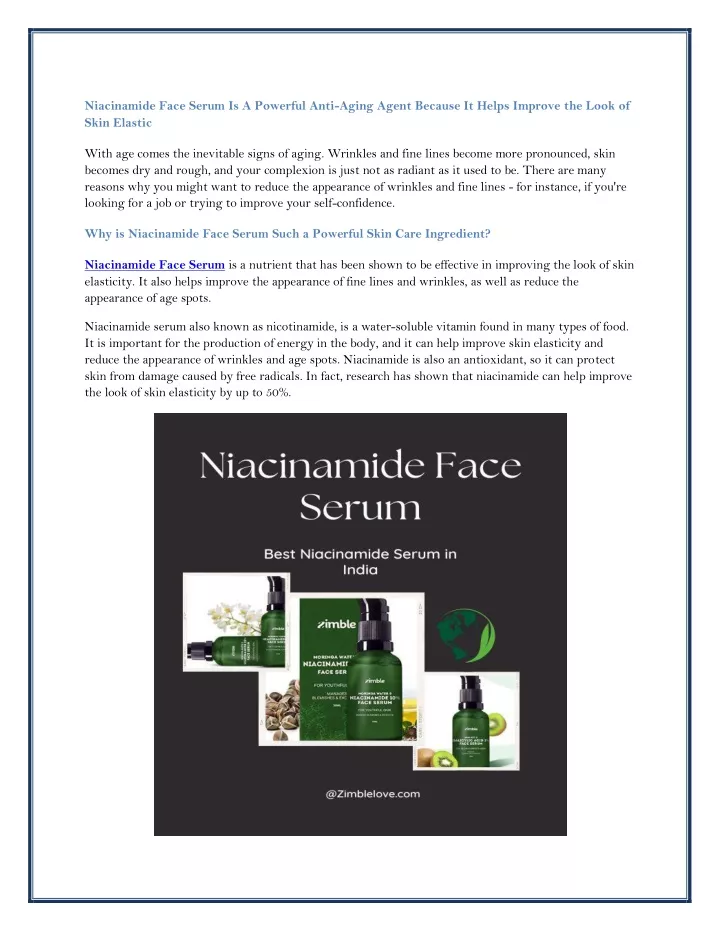 niacinamide face serum is a powerful anti aging