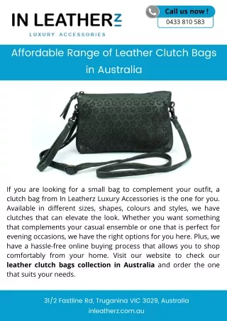 Affordable Range of Leather Clutch Bags in Australia