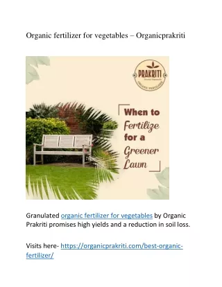 Organic fertilizer for vegetables – Organicprakriti