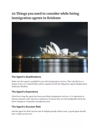 20 Things you need to consider while hiring immigration agents in Brisbane