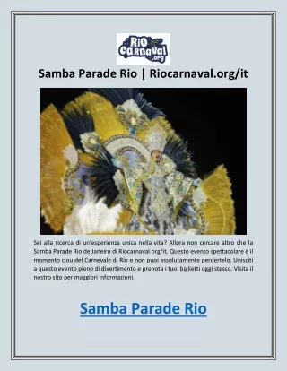 Samba Parade Rio | Riocarnaval.org/it