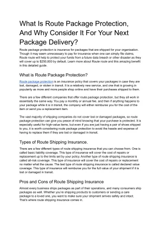 What Is Route Package Protection, And Why Consider It For Your Next Package Deli