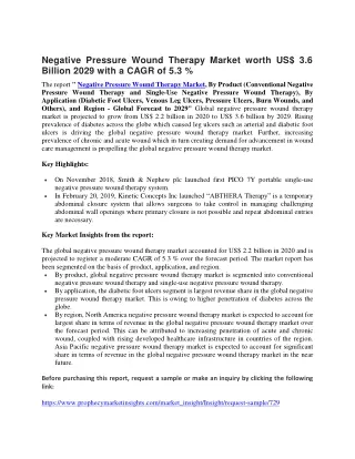 Negative Pressure Wound Therapy Market