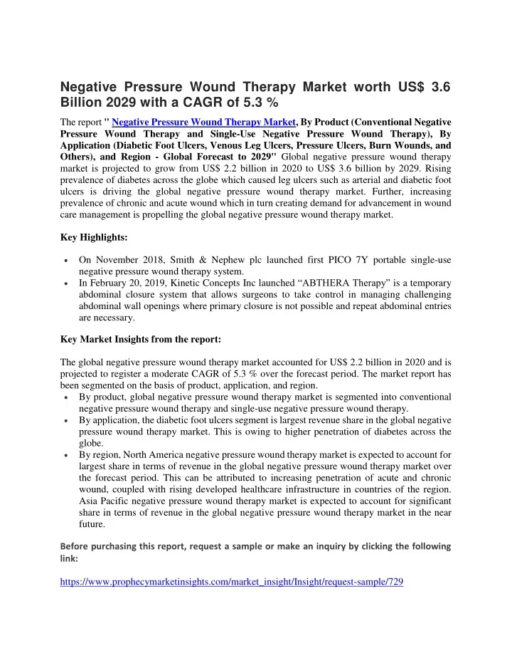 negative pressure wound therapy market worth