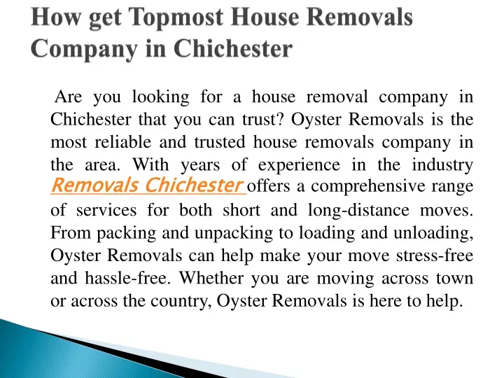 how get topmost house removals company in chichester