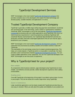 typescript development services wdp technologies