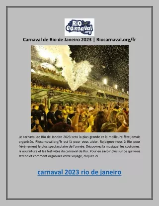 Carnaval de Rio de Janeiro 2023 | Riocarnaval.org/fr