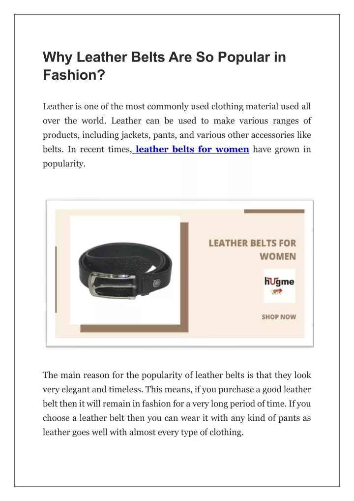 why leather belts are so popular in fashion