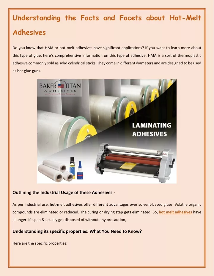 understanding the facts and facets about hot melt