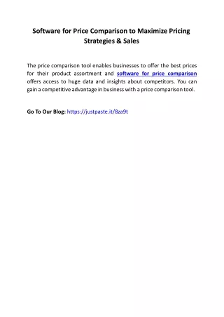 software for price comparison to maximize pricing