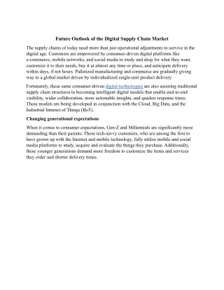 Future Outlook of the Digital Supply Chain Market.