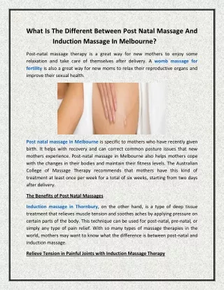 What Is The Different Between Post Natal Massage And Induction Massage In Melbourne