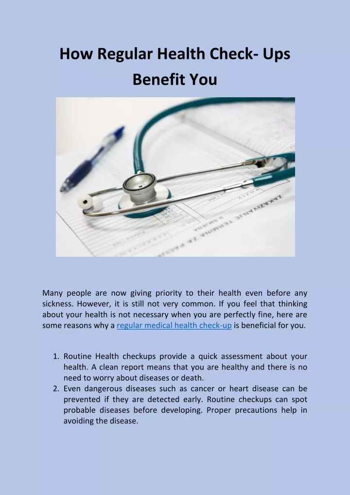 how regular health check ups benefit you