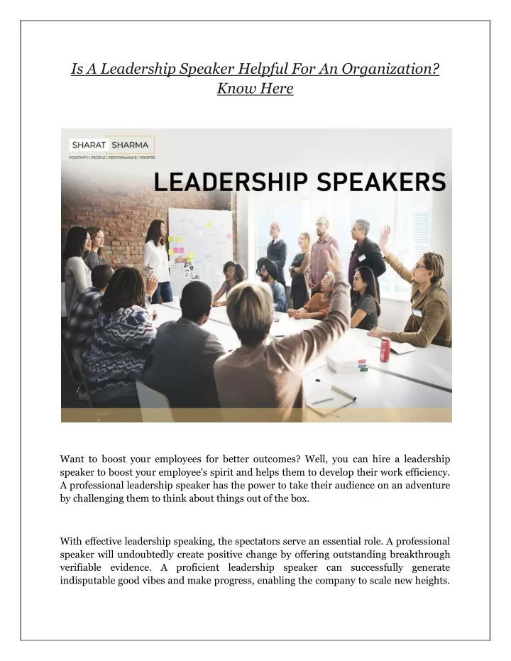 is a leadership speaker helpful