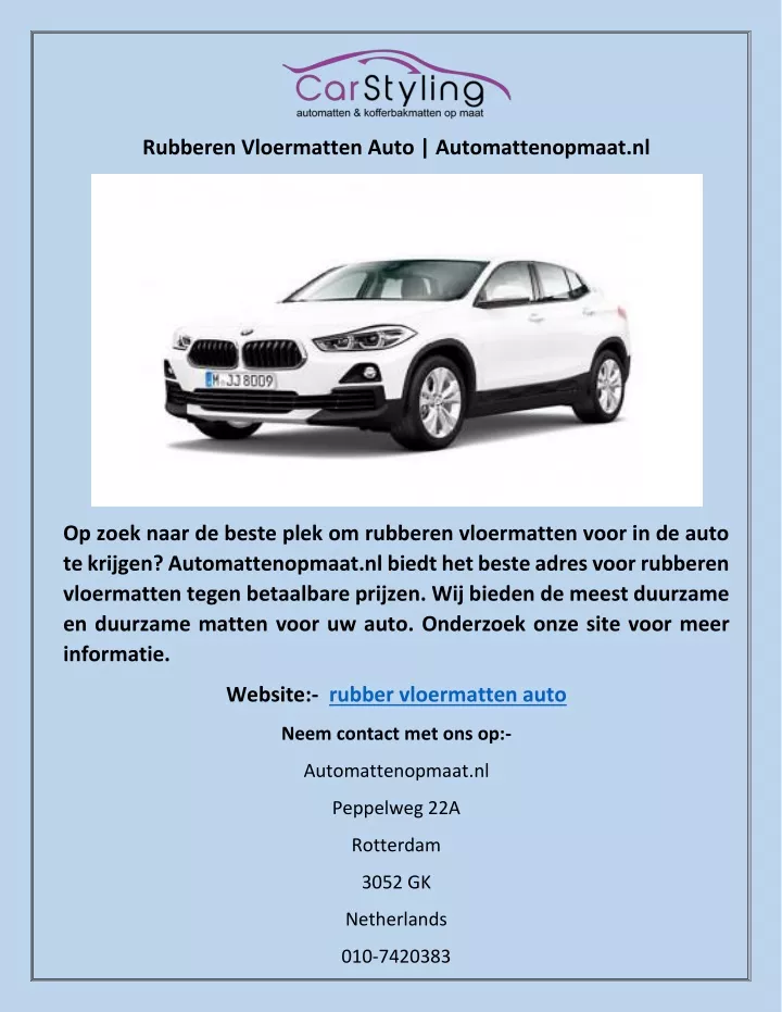 rubberen vloermatten auto automattenopmaat nl