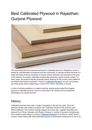 Best Calibrated Plywood in Rajasthan_ Gurjone Plywood