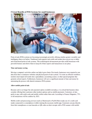 5 great benefits of pos systems for small