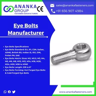 Eye Bolts| Anchor Bolts| Nuts| Screws- Ananka Group