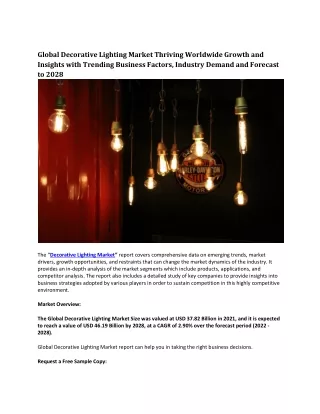 global decorative lighting market thriving