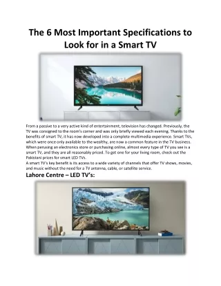the 6 most important specifications to look