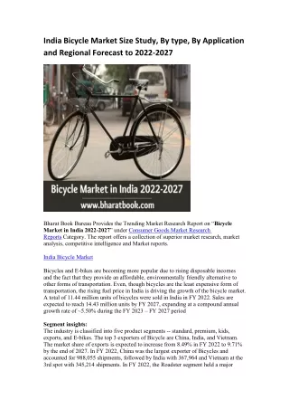 india bicycle market size study by type