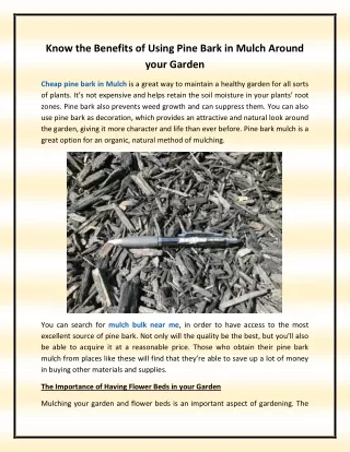 Know the Benefits of Using Pine Bark in Mulch Around your Garden