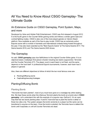 All You Need to Know About CSGO Gameplay- The Ultimate Guide