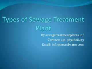 Types of Sewage Treatment Plant