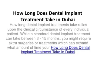 How Long Does Dental Implant Treatment Take in Dubai