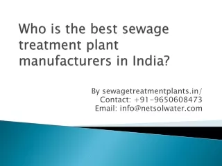 Who is the best sewage treatment plant manufacturers
