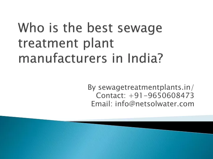 who is the best sewage treatment plant manufacturers in india