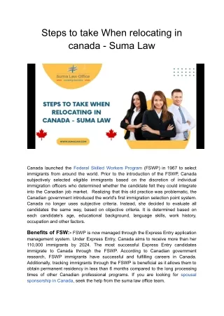 Steps to take When Relocating in Canada - Suma Law