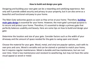 How to build and design your gate