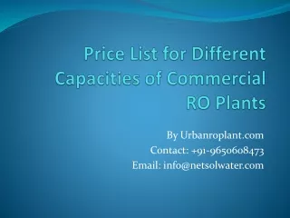 Price List for Different Capacities of Commercial RO